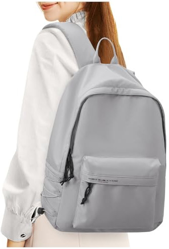 HYC00 School Bag Lightweight School Backpack Rucksack Bag for Women Teenage Girls Boys Casual Daypacks Women, 14 Inch Laptop Backpack Bookbag for College Work Travel Secondary Schoolbag,Light Gray