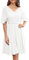 GRACE KARIN Damen Abendkleid Chiffon Luftig Leicht Sommerkleid V-Ausschnitt Elegant Blumenspitzen Cocktailkleid mit Fledermaus Weiß 44