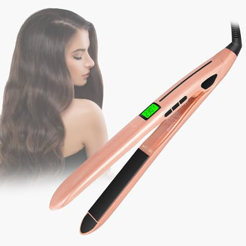 HyAdierTech Plancha de Pelo, Mini Plancha de Pelo 2 en 1 con pantalla LED, Plancha de Pelo Ceramic, 4 Temperaturas hasta 230°C, Pantalla LCD Clara, Ideal para Alisar, Rizar y crear Ondas