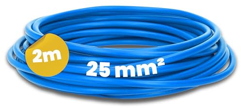 Kalitec Câble de câblage H07V-K 25 mm² bleu - 2 m - Flexible - Toron 25 mm² - Câblage à fils fins - Câble unique pour armoire de compteur - Câble monofil pour armoire de commande
