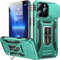 Goodon for iPhone 13 Pro Max Case with Sliding Camera Cover + Screen Protector - Metal Magnetic Kickstand - Military-Grade Shockproof Matte Protective Phone Cover 6.7 for Men Women Girls - Cyan