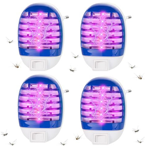 IXYHKB Lámpara Antimosquitos, 4PCS Mata Mosquitos Electrico, Lámpara Antimosquitos Electrico con LED UV, Mata Mosquitos Moscas Lámpara, Trampa de Insectos para Interior Comedor, Cocina, Dormitorio