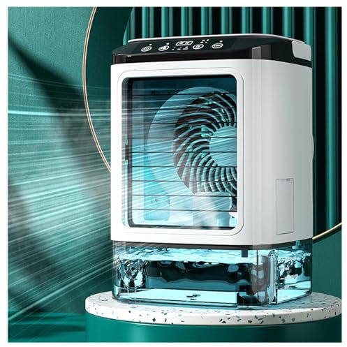 Portable Air Cooler, 900ml Water Tank,with Ice Box,3 in1 Portableair Cooler Cooling Mist,7 LED Lights,with Handle Air Cooler Air Conditioner for Home Work Office