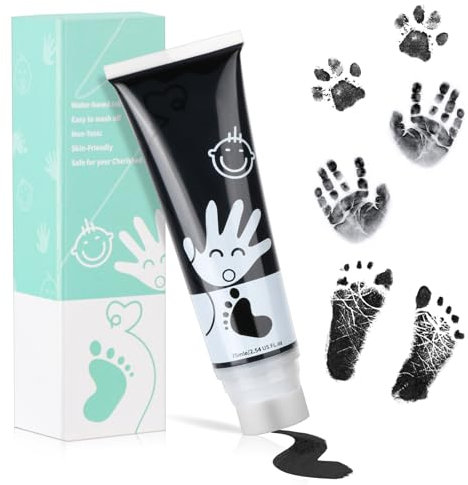 TOGOU2S Kit Empreinte Bebe Avec Attachement Éponge, Non Toxique et Lavable, Convient à la Réalisation D'empreintes de Mains et de Pieds de Bébés, Les Bricolages Familiaux, Cadeau de Noël