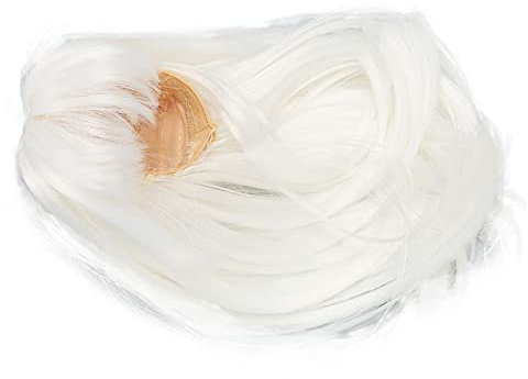 Sonew 1/6 Puppenperücke, Lange Gerade Kugelgelenk-Puppenperücke, DIY-Haarersatzperücke, Hochtemperaturseide, Geeignet für Puppen mit Einem Kopfumfang von 15,5–17 Cm (WHITE)