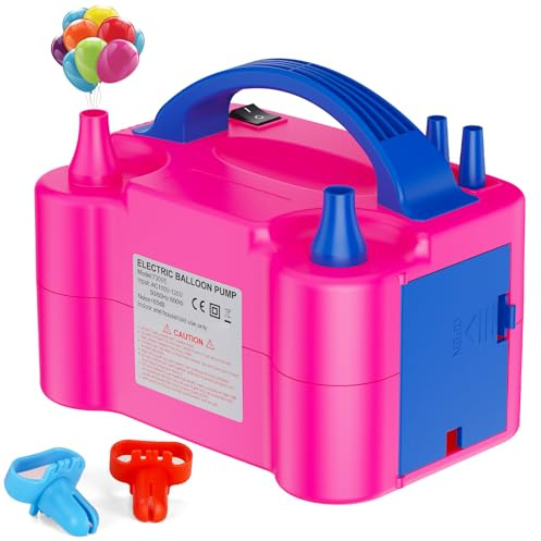 Motorenbau - Electric Balloon Pump, Dual Nozzle Portable Electric Air Inflator for Party Decoration, 110V 600W Inflator, Pink