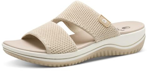 Jana Coshy Damen Hallux Pantolette mit Flexibler Sohle Elastisch, Mehrfarbig (Beige/Gold), 38 EU