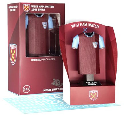 West Ham United FC Home Away Retro Third Metal Football Shirt - Officially Licensed Miniature Alloy Replica Jersey Collectible Display Gift - Personalise Name & Number Decals