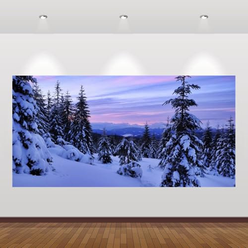 Winterwald-Hintergrund, 6 x 3 m, Winter-Wunderland, Fotografie-Hintergrund, Weihnachten, Urlaub, Party, Dekoration, Banner, Winterlandschaft, verschneiter Wald, Schneeszene, Hintergrund für Kinder,