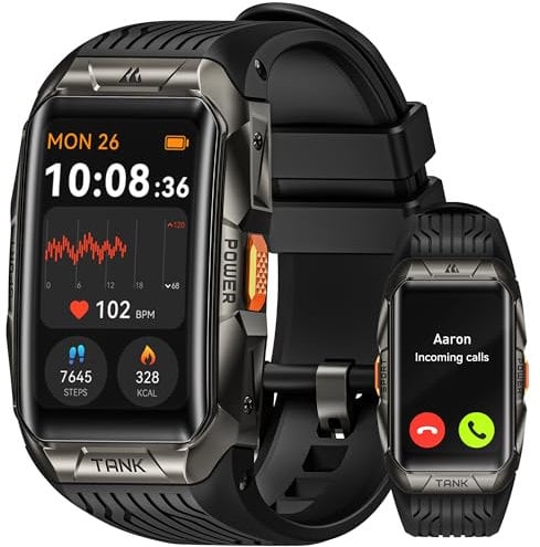 KOSPET Tank X2 Smartwatch mit Telefonfunktion, Fitness Tracker Damen Herren,5ATM wasserdicht,AMOLED Display,60+ Tage Akkulaufzeit,170+ Sportmodi, Fitnessuhr kompatibel mit Android/iOS