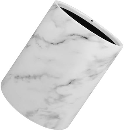 TOPBATHY Élégante Poubelle De Salle De Bain En Marbre Poubelle À Couvercle Rond 12 L Blanche Pour Une Décoration Moderne