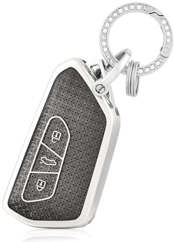 OFF WE GO Autoschlüssel Hülle Schlüsselhülle Cover für VW Golf 8/7/5/R/MK8 Cupra Born Formentor Seat Leon Ateca Tarraco Skoda Octavia Schlüsselcover mit Schlüsselanhänger Schutz Gehäuse, Schwarz