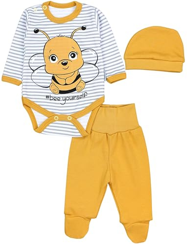 TupTam Baby Set mit Langarmbody, Hose & Mütze – 3-teilig