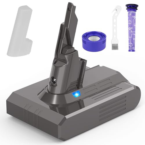 LabTEC Battery for Dyson V7, 21.6V 4600mAh Li-ion Battery Replacement for Dyson V7 Animal Trigger Motor-head Pro Car+Boat Cordless Vacuum Cleaner with 1 Brush+ Pre Filter+ Post Filter