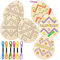 JSRQT 5 Stück Sticken Ostern Ostereier Wooden Cross Stitch Kits Stickbilder für DIY Holz Kreuzstich Set für Anfänger aus Holz Bastelsets Holznähen Stick Set