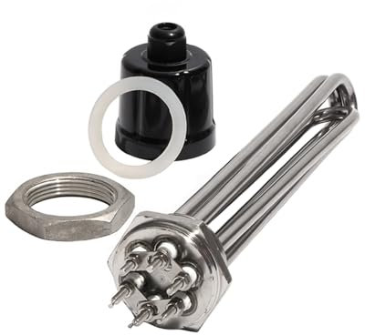 KAYOUDE 1 1/4 BSP/DN32 Tauchkesselheizung mit Zubehör 304 Edelstahl 3KW/4,5KW/6KW/9KW/12KW elektrisches Heizelement(Cover Nut,220V- 3KW)