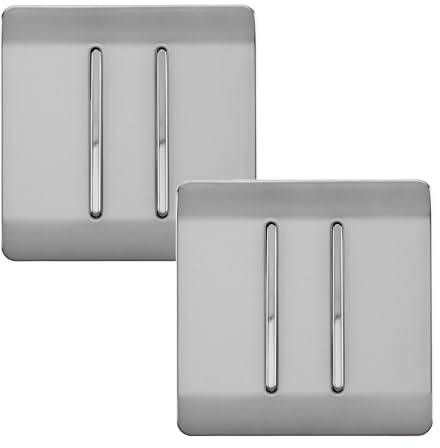 Trendi 2 Gang 2 Way Artistic Modern Glossy 10 Amp Rocker Tactile Light Switch Stainless Steel (Pack of 2)