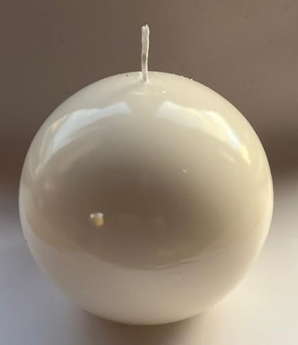 Løgum Kloster Lys - dänische Kugelkerze gelackt glänzend - 4er Set - ohne Duft - Ø 10cm - 40 Stunden Brenndauer (creme-weiß)