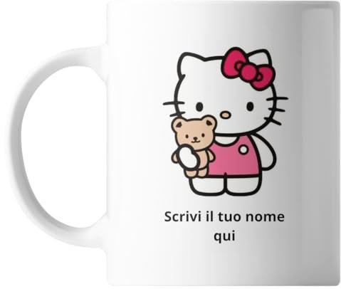 VARZI Taza personalizable con diseño de Hello Kitty, idea de regalo para niña, diferentes impresiones, posibilidad de añadir tu nombre 1956 (fantasía 2)