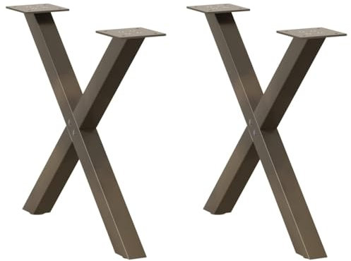 vidaXL Couchtischbeine X-Form 2 Stk. Naturstahl 50x(42-43) cm Stahl, Tischbein, Tischbein Metall, Esstischbein, Möbelbein, Schreibtischbein