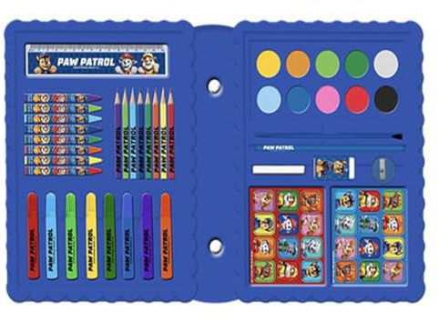 Paw-Patrol-Schreibwaren-Set – Federmäppchen für Kinder mit Buntstiften, Markern und Zubehör, verziert mit den Lieblingsfiguren der Paw Patrol, Paw Patrol Box, 26.7x45.3x3.0 cm, Lizenzprodukt