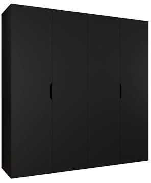 Mirjan24 Kleiderschrank mit Einlegeböden und Kleiderstange Midere 200, Vielseitiger Drehtürenschrank, Elegantes Kleiderschrank 4-türig (Schwarz)