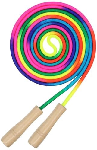 Kids Jump Rope Wooden Colorful Adjustable 5.5 Yard Long Double Dutch Jump Rope for Student Sports Equipment, Skipping Ropes