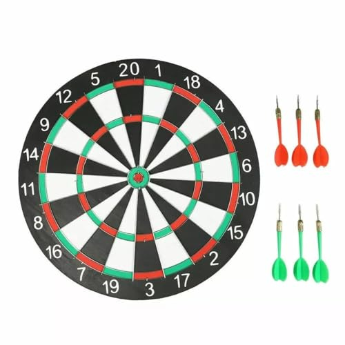 DART BOARD GAME FOR ADULTS KIDS DARTBOARD + 6 DARTS PUB SET NEW 16 DOUBLE SIDED