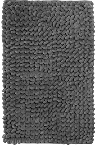 Olivia Rocco Jumbo Loop Bath Mat Non Slip Water Absorbent Rug for Shower & Toilet Large Size Floor Mats Wet Areas Quick Drying, Grey