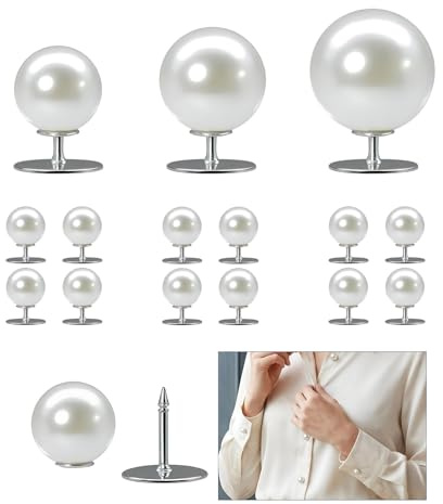 Broches para Ropa Mujer, Botones Perla sin Coser (White, Mixed Size*12) | Camisa Decorativos Blancos, Pearl Buttons para Blusas Broche