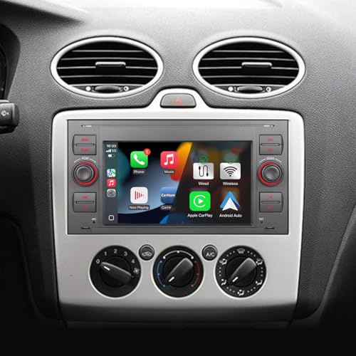 Autoradio für Ford Focus Fiesta Transit Fusion Mondeo Kuga C-Max S-Max Stereo Wireless CarPlay/Android Auto Bluetooth RDS