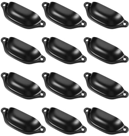 BIUDECO 16 pièces Poignées Tiroir Coquille Noir Vintage Boutons Armoire Cuisine Élégant