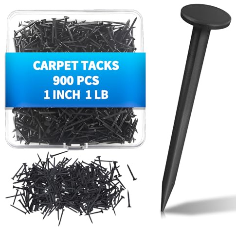 900 PCS Upholstery Carpet Tacks, 1-Inch Bulk Black Furniture Tacks, Upholstery Tacks for Furniture, Wood Stairs Runners Shoe Hanging and Securing Charts Banners Calendars