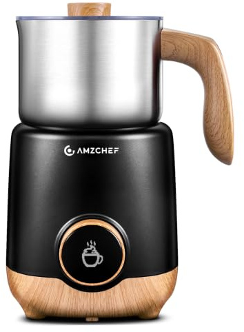 AMZCHEF Milchaufschäumer 600 ml, 8-in-1 mit Induktion | Milchaufschäumer elektrisch für heißen & kalten Milchschaum, Latte, Cappuccino & Kakao, mit abnehmbarem Behälter
