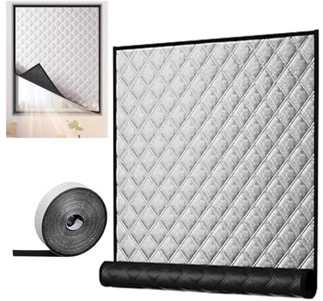 Kit de aislamiento de ventana,40 60 80 100 cm Autoadhesivo Película Aislante para Ventanas,Protege del Frio Cortinas Opacas,Reutilizable Kit de Aislamiento Térmico y Cortavientos(90x110cm)
