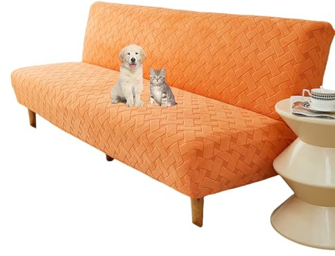 OBASDFD Sofabezug-Set Ohne Armlehnen, Wasserabweisender Stretch-Schutz for Couch Und Futon(Orange,Medium)