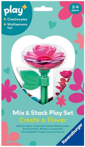 Ravensburger Play+ Blumen Steck- und Spiel-Set: Kleiner Blütenzauber pink | Steckspiel ab 2 Jahre, Kinderspielzeug, Geschenk für Jungen und Mädchen