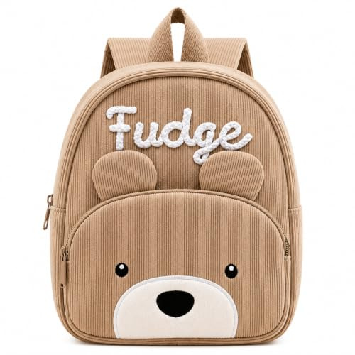Personalisierte Kinderrucksack mit Gesticktem Name für Jungen & Mädchen | Cord Verstellbare Träger Kindergartenrucksack, Bär Rucksack für Kindergarten, Personalisierte Geschenk zum Geburtstag