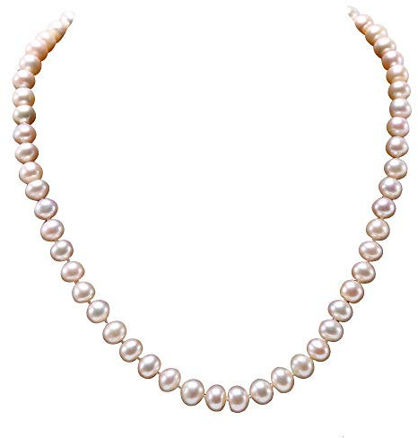 JYX Collier de perles de culture d'eau douce rondes roses naturelles 8-9 mm 45,7 cm for Women