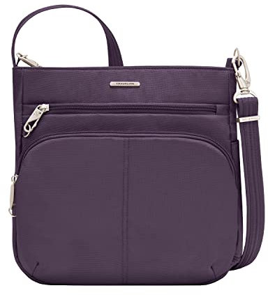 Travelon Anti-theft Classic N/S Cross Body Bag, Purple,12.5 x 12 x 4