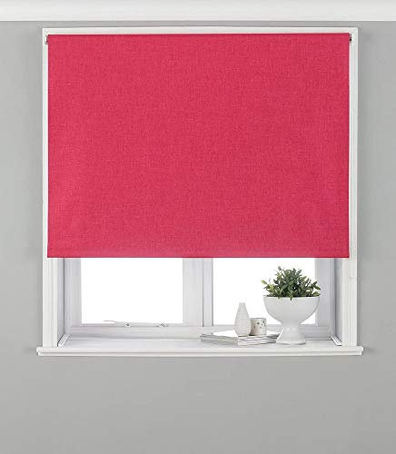 Eclipse Blackout Roller Blind - Pink - Ready Made (Fittings Included) - Temperature Control - Adjustable - 100% Polyester - 183cm width x 162cm drop (72 x 64 inches) - Made by Riva