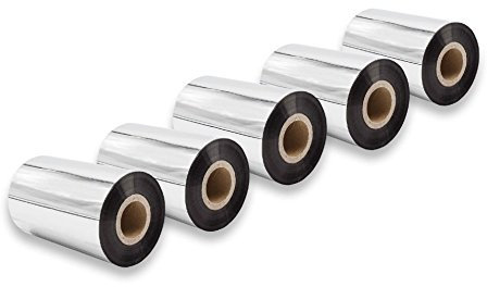 vhbw 5x Thermotransfer-Band kompatibel mit Printronix T5308, T5306 Drucker Etikettendrucker, Wischfest, 100 mm x 300 m, Wachs-Plus Schwarz