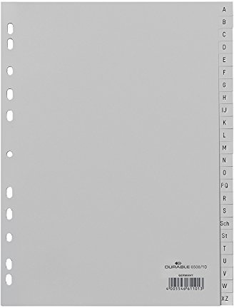 Durable Register A -Z, DIN A4, grau, PP, Universallochung, 24-teilig (6)