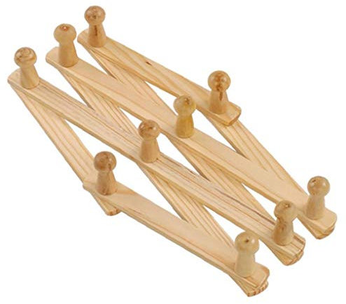 Porte-Manteau Mural Extensible Accrocher avec Style Accordéon en Bois De Porte-Monnaie Colliers Serviettes Cap Leash Cuisine