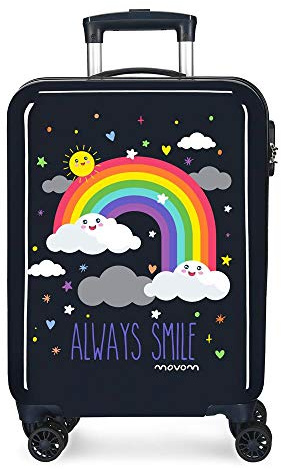 Enso Arcoiris Always Smile Blue Cabin Suitcase 38 x 55 x 20 cm Rigid ABS Combination Lock 35 Litre 2.3 kg 4 Wheels Hand Luggage