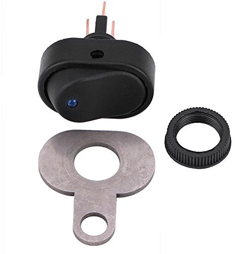 KIMISS Interruptor de luz para moto tipo D, para manillar, con indicador LED, 12V - Cambio de faro y luces, compatible con scooter y ciclomotor