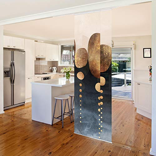 Schiebegardinen Set Elisabeth Fredriksson Abstrakte goldene Steine 2 Flächenvorhänge 250 x 120cm Deckenhalterung