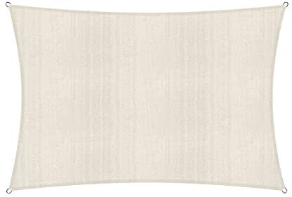 Lumaland Sonnensegel Rechteckig 5 x 6 Meter | Wetterbeständiger Sonnenschutz inkl. Befestigungsseile | Terrasse, Garten & Balkon Schattenspender aus HDPE Segelstoff mit UV Schutz [Creme]
