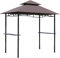 Outsunny Pabellón de Jardín 245x148 cm Cenador con Doble Techo Protección Solar 2 Estantes Laterales con Abrebotellas para Barbacoa Fiesta Eventos Exterior Color Café