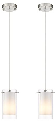 AKEZON Pendant Lights Kitchen Island 2 Pack, Brushed Nickel, Adjust Height